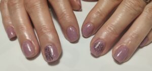 Gainage VSP rose pailleté, nail art lotus